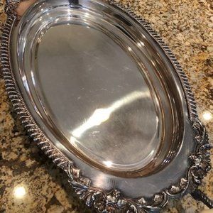 Silver Plated Serving Tray with Ivory Handles